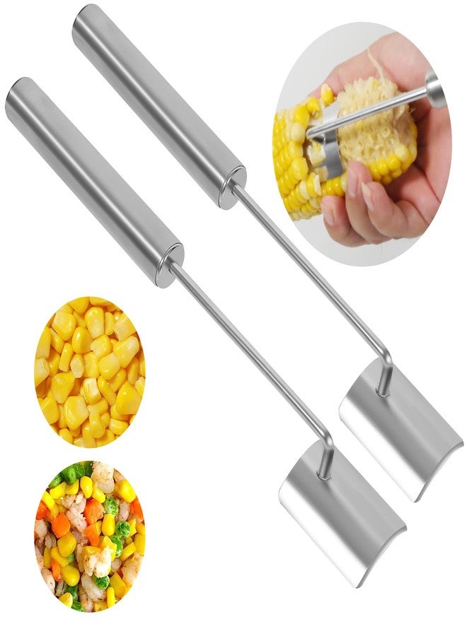 SIXCAR 2025 NEW Long Handle Stainless Steel Corn Stripping Tool, Corn Cob Stripper,Corn Cutter, Corn Peeler,Easy Clean Corn Peeler Corn Cob Stripper Tool (2PC) - Image 1
